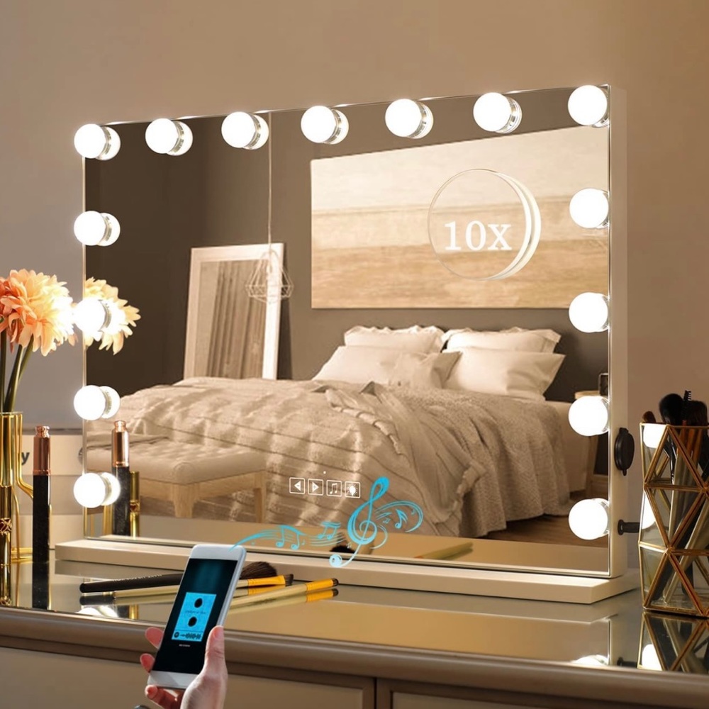 Bluetooth Makeup Mirror with Lights and Speaker Hollywood Vanity Mirror